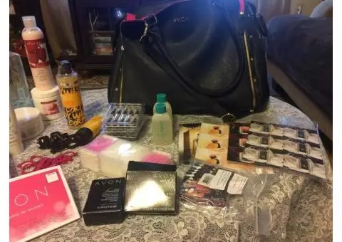 Like NEW Avon Rep Tote Bag filled with demos and sale supplies